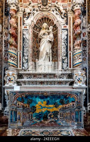 Das Innere der Kirche der Unbefleckten Empfängnis (Chiesa dell'Immacolata Concezione), Palermo, Sizilien, Italien. Stockfoto