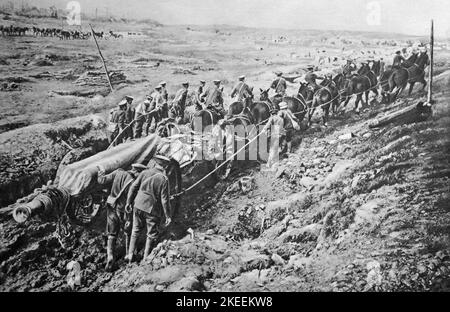 WW1 - 14-18 : Englische Artillerie Stockfoto