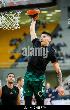 Athen, Lombardei, Griechenland. 11.. November 2022. 0 PANAGIOTIS KALAITZAKIS von Panathinaikos Athen während der Euroleague, Runde 7, Spiel zwischen Panathinaikos Athen und Cazoo Baskonia im OAKA Stadion am 11. November 2022 in Athen, Griechenland. (Bild: © Stefanos Kyriazis/ZUMA Press Wire) Stockfoto