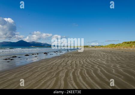 Die Mourne Berge mit Blick vom Strand von Tyrella Stockfoto