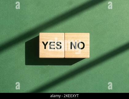 Ja und Nein Wörter. Konzept der Wahl, positive und negative Wahl. Stockfoto