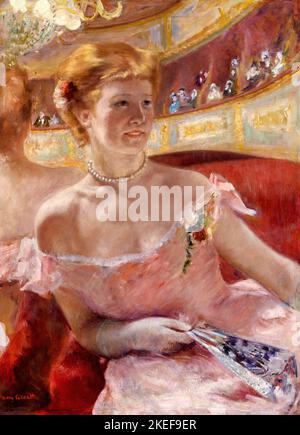 Mary Cassatt, Frau mit einer Perlenkette in einer Loge 1879 Öl auf Leinwand, Philadelphia Museum of Art, USA Stockfoto