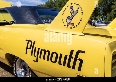 1970 Plymouth Road Runner Superbird Coupé ‘PLR 440’ auf der American Auto Club Rally of the Giants, die im Blenheim Palace stattfand Stockfoto