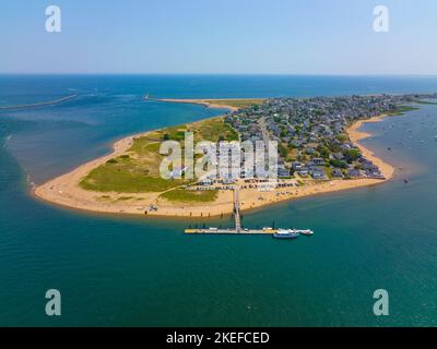 Plum Island Beach Luftaufnahme am nördlichsten Punkt von Plum Island an der Mündung des Merrimack River zum Atlantik, Newburyport, Massachusetts Stockfoto