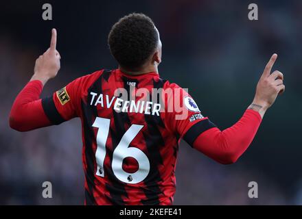 Marcus Tavernier von Bournemouth feiert das erste Tor ihrer Spielmannschaft während des Spiels in der Premier League im Vitality Stadium in Bournemouth. Bilddatum: Samstag, 12. November 2022. Stockfoto