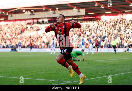 Marcus Tavernier von Bournemouth feiert das erste Tor ihrer Spielmannschaft während des Spiels in der Premier League im Vitality Stadium in Bournemouth. Bilddatum: Samstag, 12. November 2022. Stockfoto