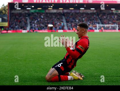 Marcus Tavernier von Bournemouth feiert das erste Tor ihrer Spielmannschaft während des Spiels in der Premier League im Vitality Stadium in Bournemouth. Bilddatum: Samstag, 12. November 2022. Stockfoto