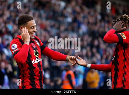 Marcus Tavernier von Bournemouth feiert das erste Tor ihrer Spielmannschaft während des Spiels in der Premier League im Vitality Stadium in Bournemouth. Bilddatum: Samstag, 12. November 2022. Stockfoto