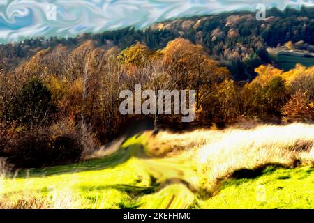 Herbstklima in den Bergen Stockfoto