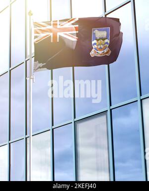 Flagge der Falklandinseln auf einem Fahnenmast Stockfoto