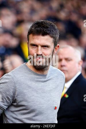 Norwich, Großbritannien. 12.. November 2022. Middlesbrough-Manager Michael Carrick während des Sky Bet Championship-Spiels zwischen Norwich City und Middlesbrough in der Carrow Road am 12. 2022. November in Norwich, England. (Foto von Mick Kearns/phcimages.com) Credit: PHC Images/Alamy Live News Stockfoto