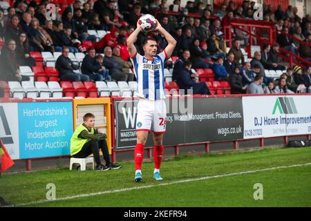 Stevenage am Samstag, den 12.. November 2022. Reghan Tumilty von Hartlepool United während der zweiten Hälfte des Spiels der Sky Bet League 2 zwischen Stevenage und Hartlepool United am Samstag, den 12.. November 2022, im Lamex Stadium in Stevenage. (Kredit: John Cripps | MI Nachrichten) Kredit: MI Nachrichten & Sport /Alamy Live Nachrichten Stockfoto