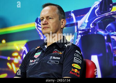 FIA Pressekonferenz mit Paul Monaghan (GBR) Red Bull Racing Chief Engineer, Portrait während der Formel 1 Heineken Grande Premio de São Paulo 2022, Sao Paulo Grand Prix Grand Prix 2022, 21. Runde der FIA Formel 1 Weltmeisterschaft 2022 vom 11. Bis 13. November, 2022 auf dem Interlagos Circuit, in Sao Paulo, Brasilien - Foto DPPI Stockfoto