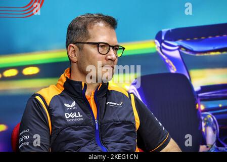 FIA Pressekonferenz mit Andreas Seidl, McLaren Managing Director, Portrait während der Formel 1 Heineken Grande Premio de São Paulo 2022, Sao Paulo Grand Prix Grand Prix 2022, 21. Lauf der FIA Formel 1 Weltmeisterschaft 2022 vom 11. Bis 13. November 2022 auf dem Interlagos Circuit, In Sao Paulo, Brasilien - Foto DPPI Stockfoto