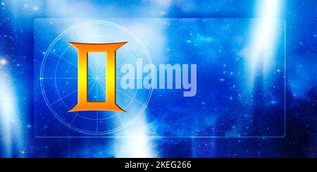 Astrologisches Zeichen des Tierkreises Zwillinge Stockfoto