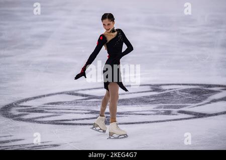 SHEFFIELD, Sheffield. 12., 2022. November. Isabeau Levito aus den USA tritt am Samstag, 12. November 2022, im Frauen-Kurzprogramm beim ISU Grand Prix - MK John Wilson Trophy 2022 auf der ICE Sheffield an. SHEFFIELD, Sheffield. Kredit: Taka G Wu/Alamy Live Nachrichten Stockfoto