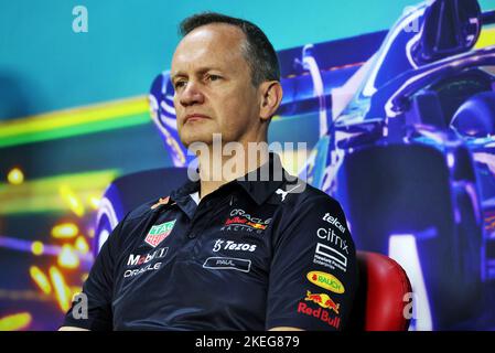 FIA Pressekonferenz mit Paul Monaghan (GBR) Red Bull Racing Chief Engineer, Portrait während der Formel 1 Heineken Grande Premio de SÃ£o Paulo 2022, Sao Paulo Grand Prix Grand Prix 2022, 21. Lauf der FIA Formel 1 Weltmeisterschaft 2022 vom 11. Bis 13. November, 2022 auf dem Interlagos Circuit, in Sao Paulo, Brasilien - Foto: Dppi/DPPI/LiveMedia Stockfoto