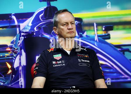 FIA Pressekonferenz mit Paul Monaghan (GBR) Red Bull Racing Chief Engineer, Portrait während der Formel 1 Heineken Grande Premio de SÃ£o Paulo 2022, Sao Paulo Grand Prix Grand Prix 2022, 21. Lauf der FIA Formel 1 Weltmeisterschaft 2022 vom 11. Bis 13. November, 2022 auf dem Interlagos Circuit, in Sao Paulo, Brasilien - Foto: Dppi/DPPI/LiveMedia Stockfoto