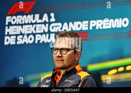 FIA Pressekonferenz mit Andreas Seidl, McLaren Managing Director, Portrait während der Formel 1 Heineken Grande Premio de SÃ£o Paulo 2022, Sao Paulo Grand Prix Grand Prix 2022, 21. Lauf der FIA Formel 1 Weltmeisterschaft 2022 vom 11. Bis 13. November 2022 auf dem Interlagos Circuit, In Sao Paulo, Brasilien - Foto: Dppi/DPPI/LiveMedia Stockfoto