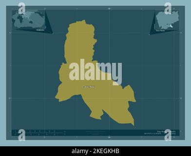 Svay Rieng, Provinz Kambodscha. Einfarbige Form. Orte und Namen der wichtigsten Städte der Region. Karten für zusätzliche Eckposition Stockfoto