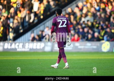 The EnviroVent Stadium, Harrogate, England - 12.. November 2022 Lawrence Vigoroux Torwart von Leyton Orient - während des Spiels Harrogate Town gegen Leyton Orient, EFL League 2, 2022/23, im EnviroVent Stadium, Harrogate, England - 12.. November 2022 Credit: Arthur Haigh/WhiteRoseFotos/Alamy Live News Stockfoto