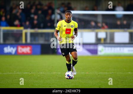 The EnviroVent Stadium, Harrogate, England - 12.. November 2022 Kayne Ramsay (20) of Harrogate Town - während des Spiels Harrogate Town gegen Leyton Orient, EFL League 2, 2022/23, im EnviroVent Stadium, Harrogate, England - 12.. November 2022 Credit: Arthur Haigh/WhiteRoseFotos/Alamy Live News Stockfoto