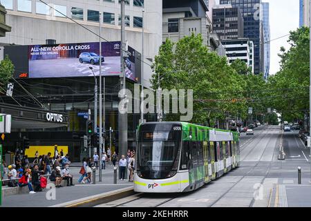 Melbourne, Australien. 13.. November 2022. Gesamtansicht des Geschäftsviertels von Melbourne am 13. November 2022 in Melbourne, Australien. (Foto Izhar Khan) BILD AUF REDAKTIONELLE VERWENDUNG BESCHRÄNKT - Credit: Izhar Ahmed Khan/Alamy Live News/Alamy Live News Stockfoto