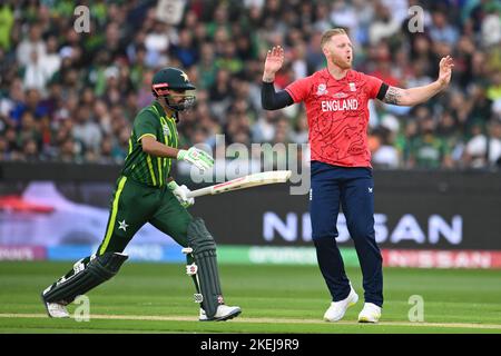 Der englische Ben Stokes beim Weltcup-Finale T20 auf dem Melbourne Cricket Ground, Melbourne. Bilddatum: Sonntag, 13. November 2022. Stockfoto