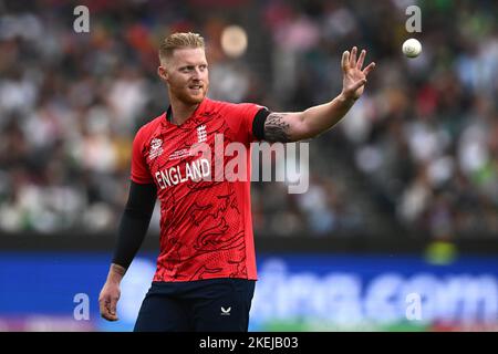 Der englische Ben Stokes beim Weltcup-Finale T20 auf dem Melbourne Cricket Ground, Melbourne. Bilddatum: Sonntag, 13. November 2022. Stockfoto