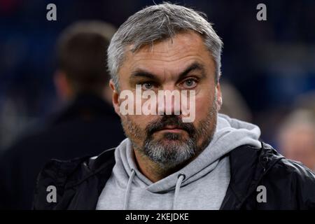 Trainer Thomas REIS (GE), Fußball 1. Bundesliga, 15. Spieltag, FC Schalke 04 (GE) - FC Bayern München (M) 0: 2 am 12.. November 2022 in Gelsenkirchen/Deutschland. Stockfoto