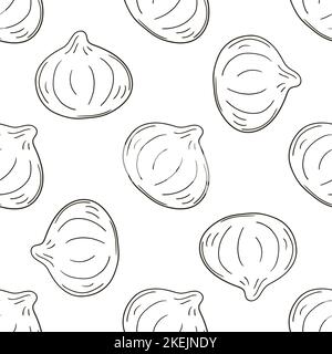 Feigen. Monochromes Muster für Küche, Restaurant oder Geschäft. Abbildung im Handzeichnen-Stil. Kann für Stoff, Verpackung, Verpackung usw. verwendet werden Stock Vektor