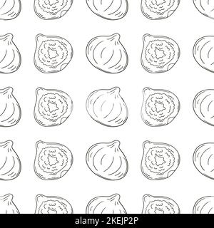 Feigen. Nahtloses Muster für Küche, Restaurant oder Geschäft. Monochrom-Illustration im Handzeichnen-Stil Stock Vektor