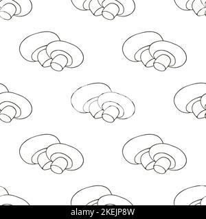 Nahtloses Muster mit Waldpilzen. Abbildung im Handzeichnen-Stil. Champignon. Herbstmotive. Kann für Gewebe, Verpackungen und etc. Verwendet werden Stock Vektor