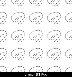 Nahtloses Muster mit Waldpilzen. Abbildung im Handzeichnen-Stil. Champignon. Herbstmotive. Kann für Stoff, Verpackung, Geschenkpapier verwendet werden Stock Vektor