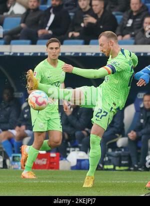 12. November 2022, PreZero Arena, Sinsheim, GER, 1. FBL, TSG 1899 Hoffenheim vs VfL Wolfsburg, DFL-Vorschriften verbieten die Verwendung von Fotografien als Bildsequenzen und/oder quasi-Video. Im Bild Maximilian Arnold (Wolfsburg) Stockfoto