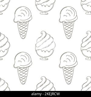 Beereneis. Eiscreme mit nahtlosem Muster. Färbung Sommer Muster. Drucken für Design Stock Vektor