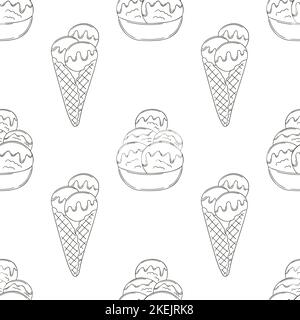 Sommer. Eis in Vasen nahtloses Muster. Farbmuster mit kaltem Dessert. Druck für Stoffdesign, Textil, Stoff, Tapete Stock Vektor