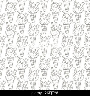 Färbendes Eis. Eiscreme mit nahtlosem Muster. Niedliches Sommermuster. Drucken für Stoffdesign Stock Vektor