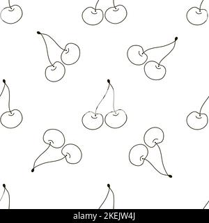 Beeren nahtloses Muster. Färben von Kirschen. Niedliches Muster mit Kirschen. Druck für Stoffdesign, Textil, Stoff, Tapete Stock Vektor