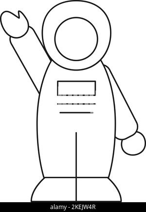 Line Art Astronaut isoliert auf weißem Hintergrund Wissenschaft Exploration themed Vektor Illustration für Symbol, Emblem, Poster, Website oder Artikel Dekoration Stock Vektor