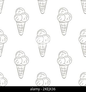 Färben von Eiskugeln. Eiscreme mit nahtlosem Muster. Niedliches Muster. Druck für Stoffdesign, Textil, Stoff, Tapete.eps Stock Vektor