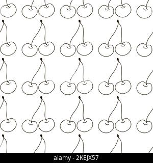 Färben von Kirschen. Beeren nahtloses Muster mit Kirschen. Drucken Stock Vektor
