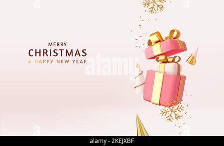 3D Neujahr- und Weihnachtsdesign. Stock Vektor