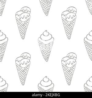 Färbung Eis nahtlose Muster. Sommerferien mit Eiszapfen, Eiszapfen und gefrorenem Dessert. Druck für Stoffdesign, Textil, Stoff, Wand Stock Vektor