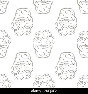 Färben von Eiskugeln. Eiscreme mit nahtlosem Muster. Niedliches Sommermuster. Drucken Stock Vektor