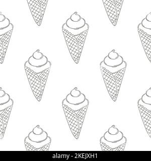 Färbung Eis nahtlose Muster. Sommerferien mit Eiszapfen, Eiszapfen und gefrorenem Dessert. Drucken für Stoffdesign Stock Vektor