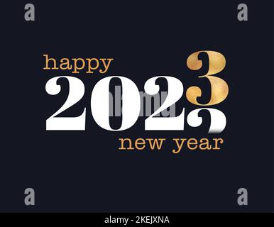 Frohes neues Jahr 2023 - inspirierendes neues Jahr schönes handgeschriebenes Zitat, Geschenkanhänger, Lettering-Nachricht. Handgezeichneter Winter, Januarphrase. Handschriftlich Stock Vektor