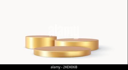 3D goldenes rundes Podium mit Schatten. Stock Vektor