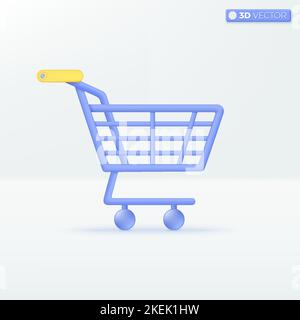Shopping Cart-Symbol-Symbole. Shopping Trolley, Lebensmittelgeschäft Push Cart, Verkauf, Rabatt, Online-Shopping und digitales Marketing-Konzept. 3D Vektor isoliert ILL Stock Vektor