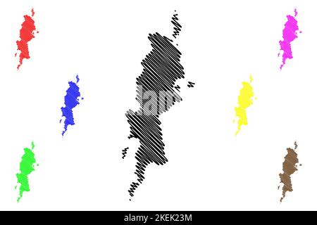 Tokashiki-Insel (Japan, Ostasien, japanischer Archipel, Kerama-Inseln) Kartenvektordarstellung, Scribble-Skizze Tugaifigai-Karte Stock Vektor